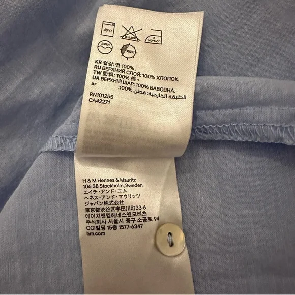 H&M Blouse in woven cotton fabric wide sleeves Collar wrapover V-Neck Size 8 - Picture 15 of 16